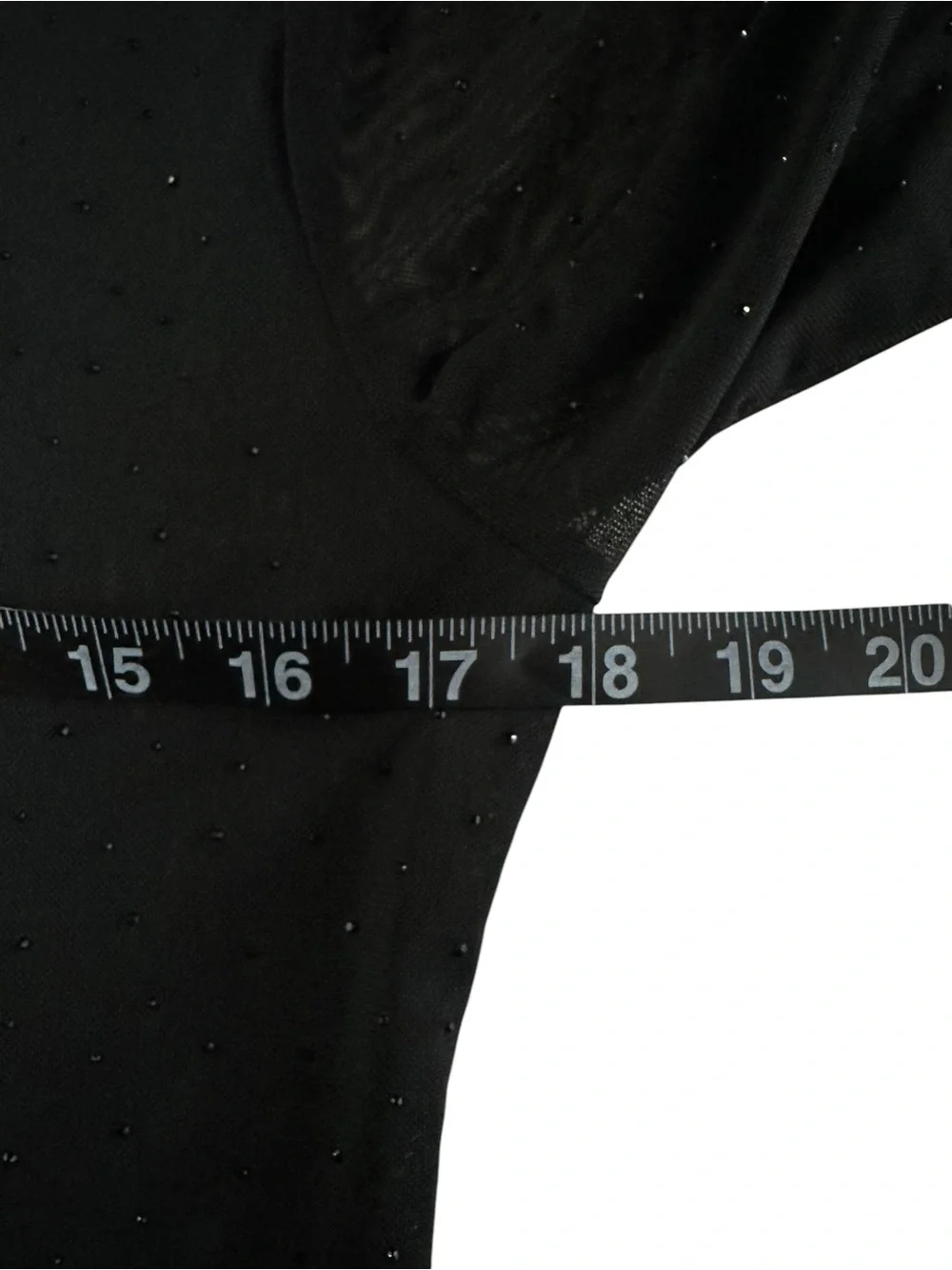 MADDEN GIRL / Black Sheer Long Sleeve Top / Tiny Rhinestone / Small (Estimated)